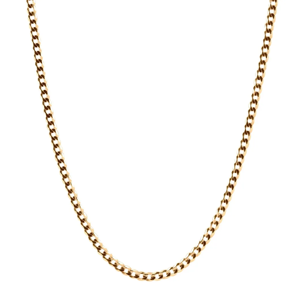 14k Yellow Gold 24" Cuban Link Chain Men's Necklace 3mm Wide
