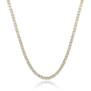 18k Gold Cz Tennis Necklace