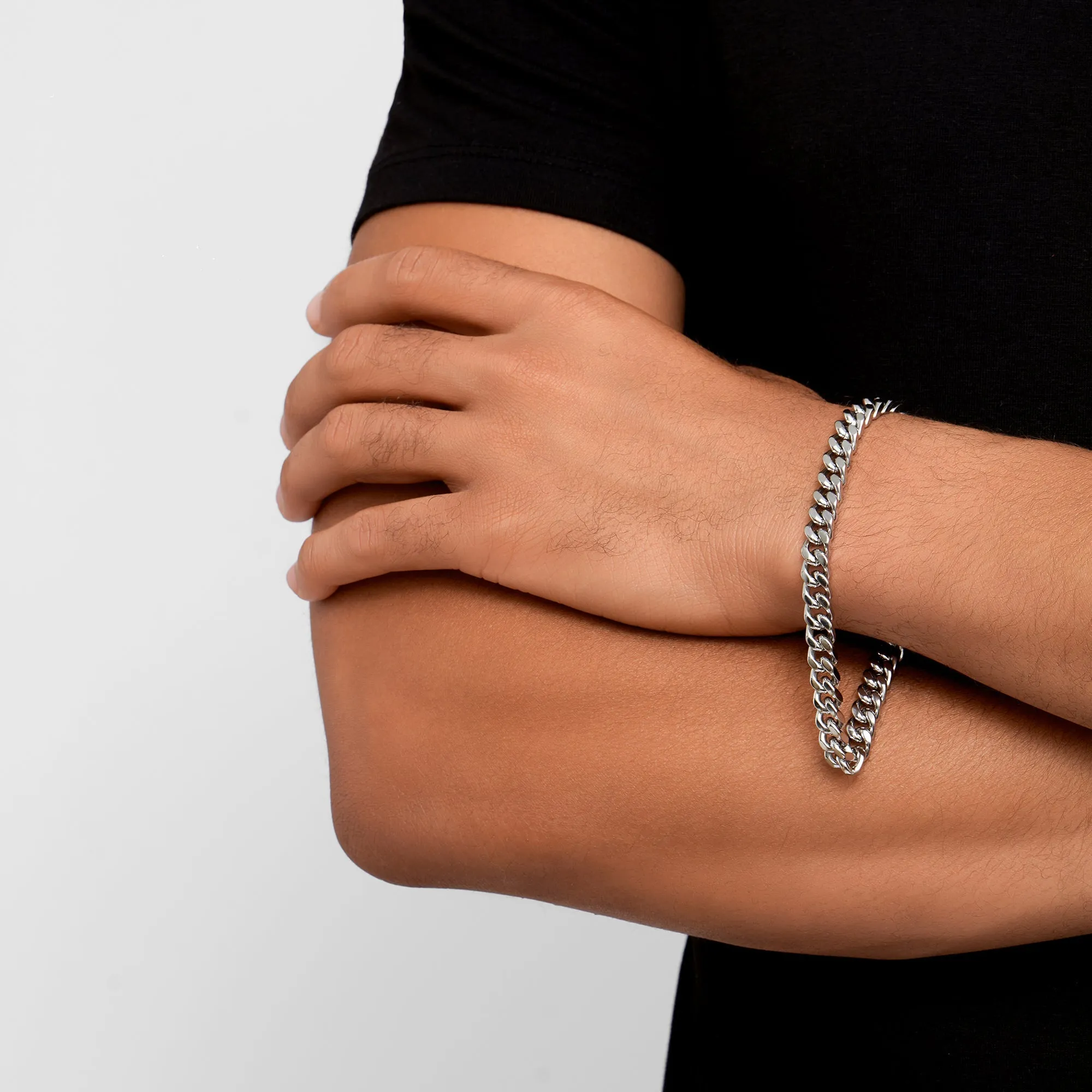 Adornia 7mm Cuban Chain Bracelet silver 9"