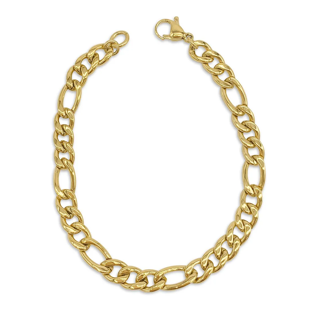 Adornia 7mm Figaro Chain Bracelet gold 9"