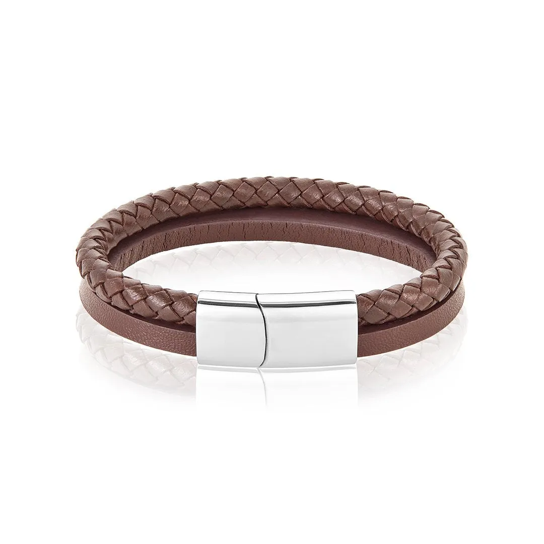 Adornia Leather Combo Bracelet silver