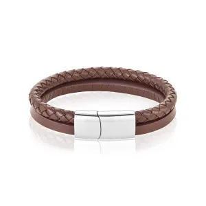 Adornia Leather Combo Bracelet silver