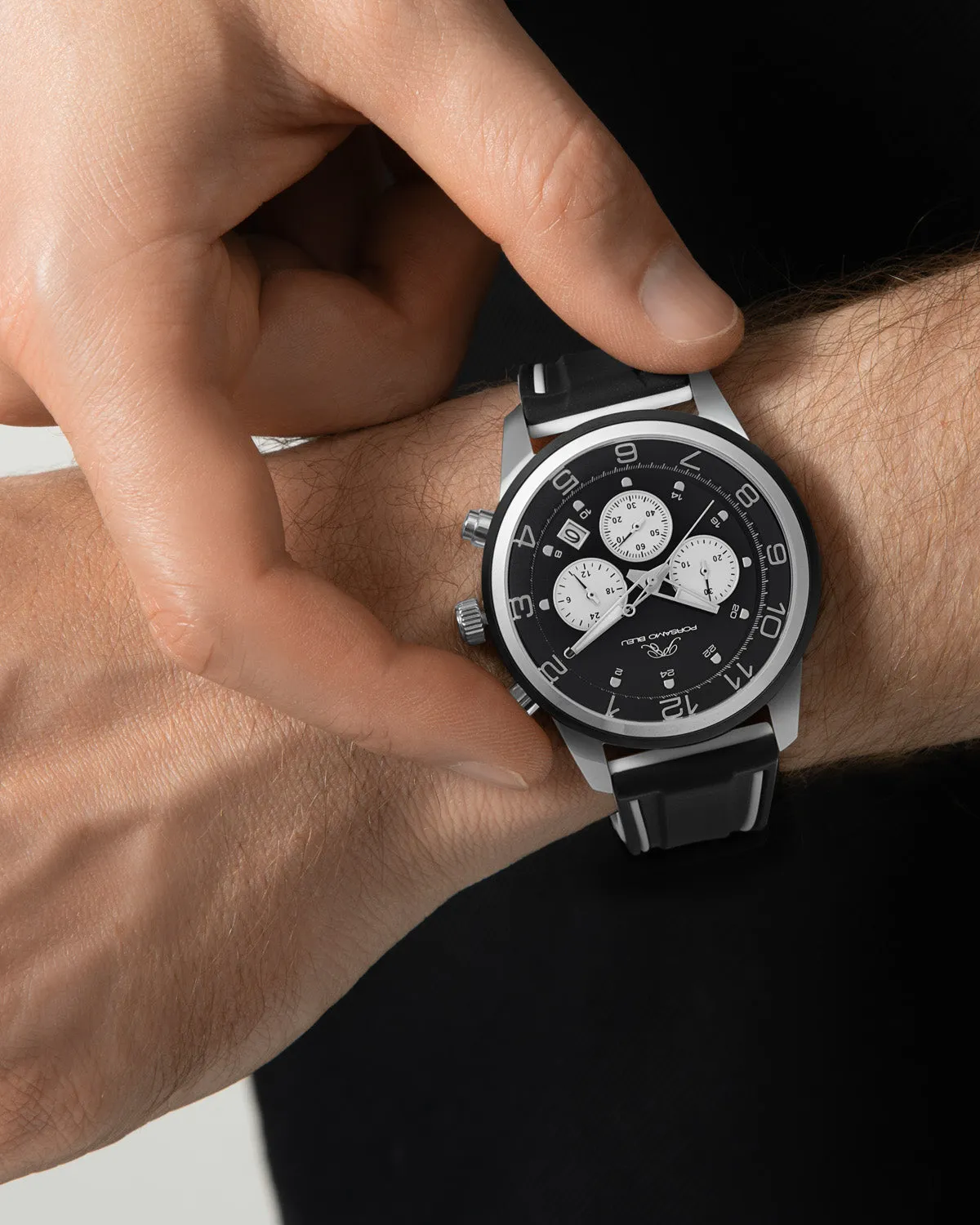 Arthur Men's Chronograph Black Silicone Watch