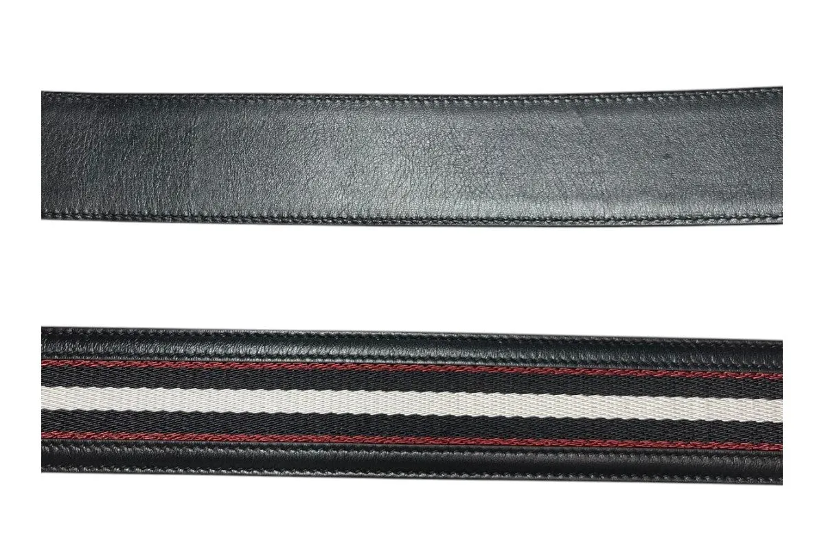 Bally 6232392 Mirror B Reversible Leather Striped/Black Belt