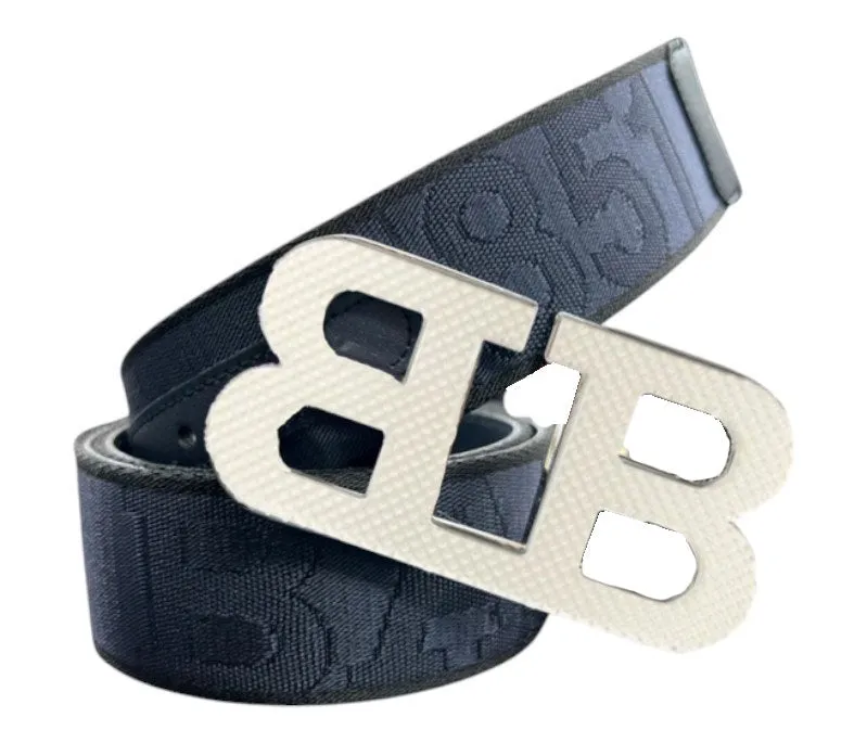 Bally 6239334 Men's Mirror Buckle Reversible Midnight Blue Belt