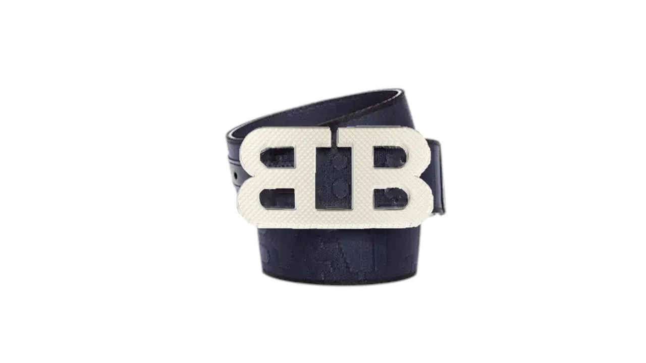 Bally 6239334 Men's Mirror Buckle Reversible Midnight Blue Belt
