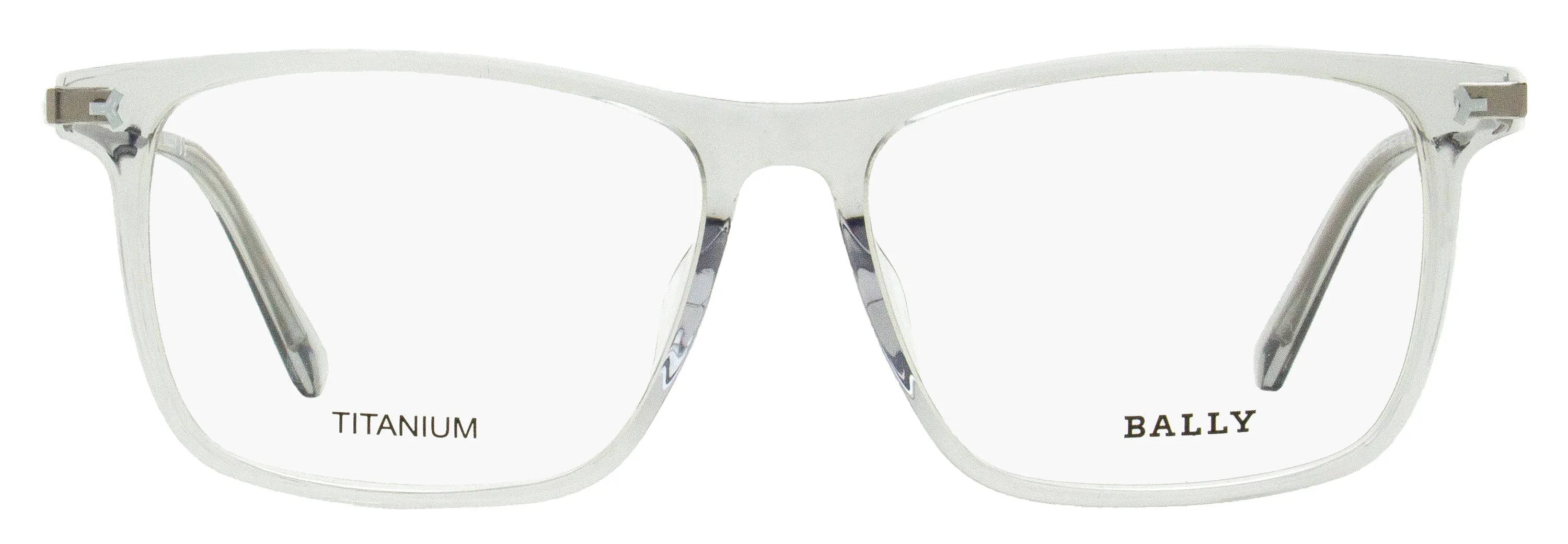 Bally Men's Rectangular Titanium Eyeglasses BY5057D 020 Transparent Gray 56mm