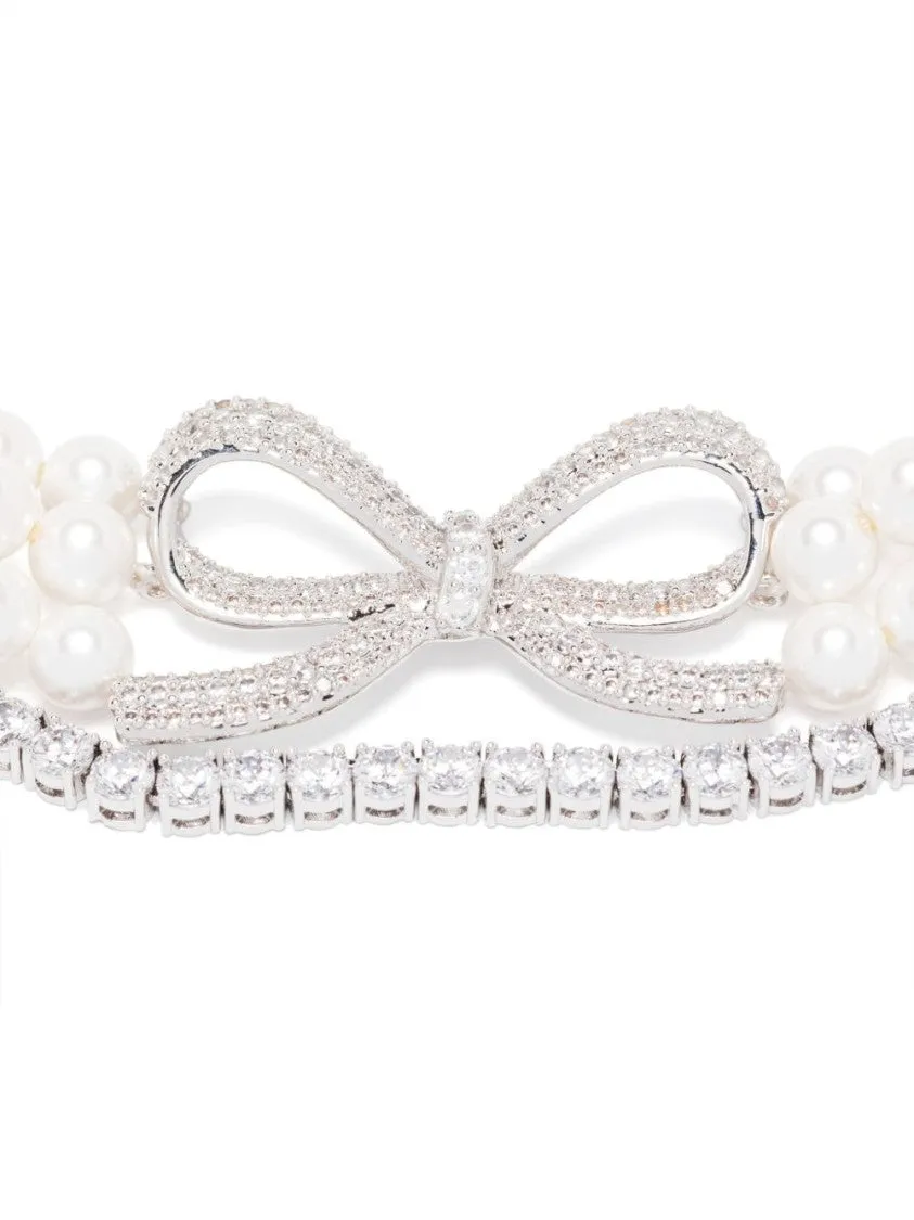 Bijoux Argento Necklace With Intertwined Strands Of Pearls And Rhinestones