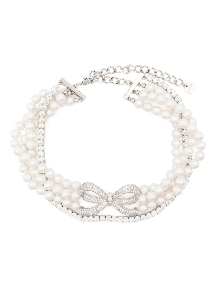 Bijoux Argento Necklace With Intertwined Strands Of Pearls And Rhinestones