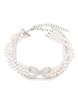 Bijoux Argento Necklace With Intertwined Strands Of Pearls And Rhinestones