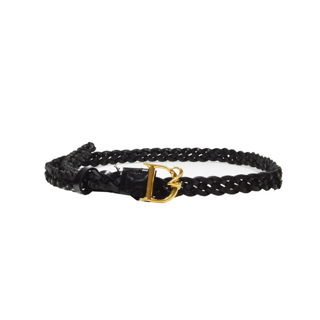 Black Leather D2 Braided Belt