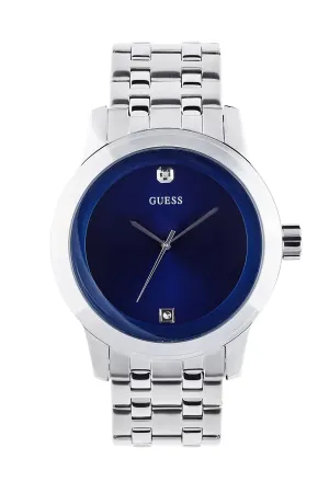 Blue and Silver-Tone Diamond Dress Watch
