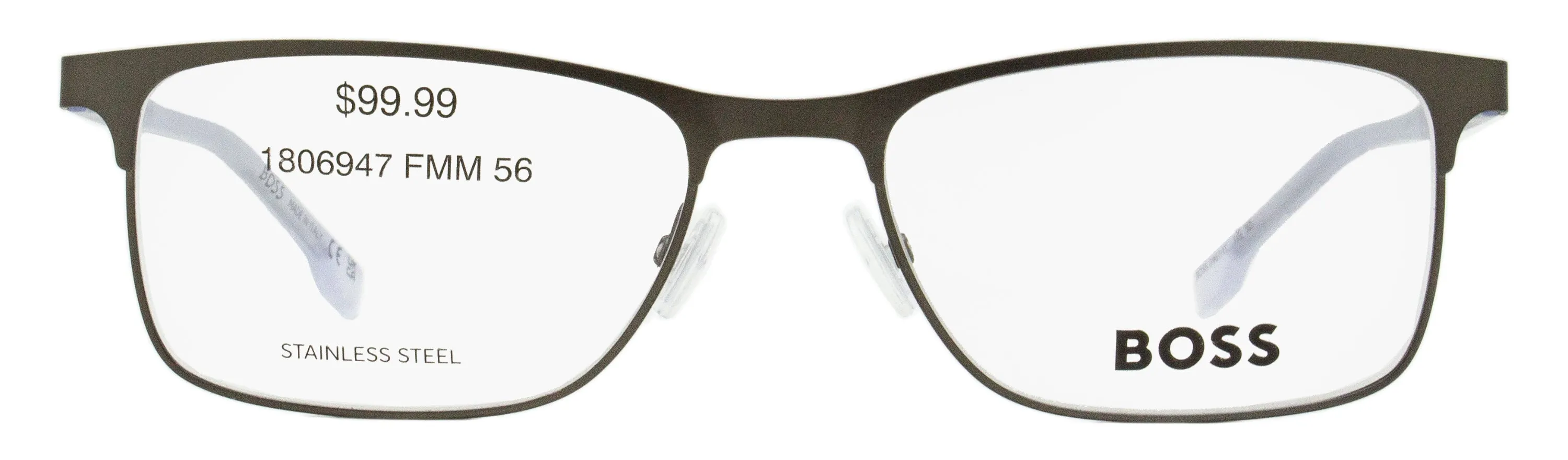 Boss Men's Stainless Steel Eyeglasses B967IT FRE Matte Gray 56mm