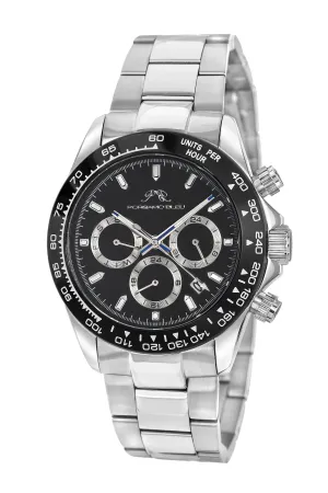 Brandon Men's Stainless Steel Silver and Black Watch 1032BPRS