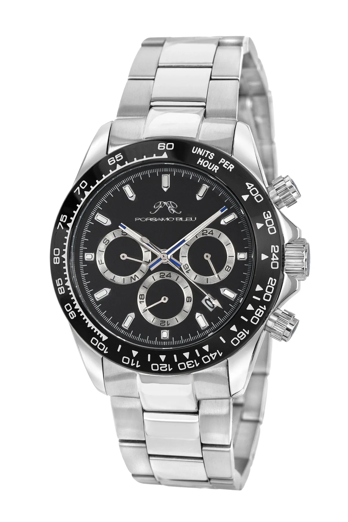 Brandon Men's Stainless Steel Silver and Black Watch 1032BPRS
