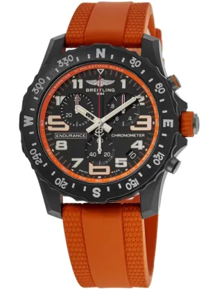 Breitling Endurance Pro 44 Quartz Chronograph Black Dial Orange Rubber Strap Men's Watch X82310A51B1S2