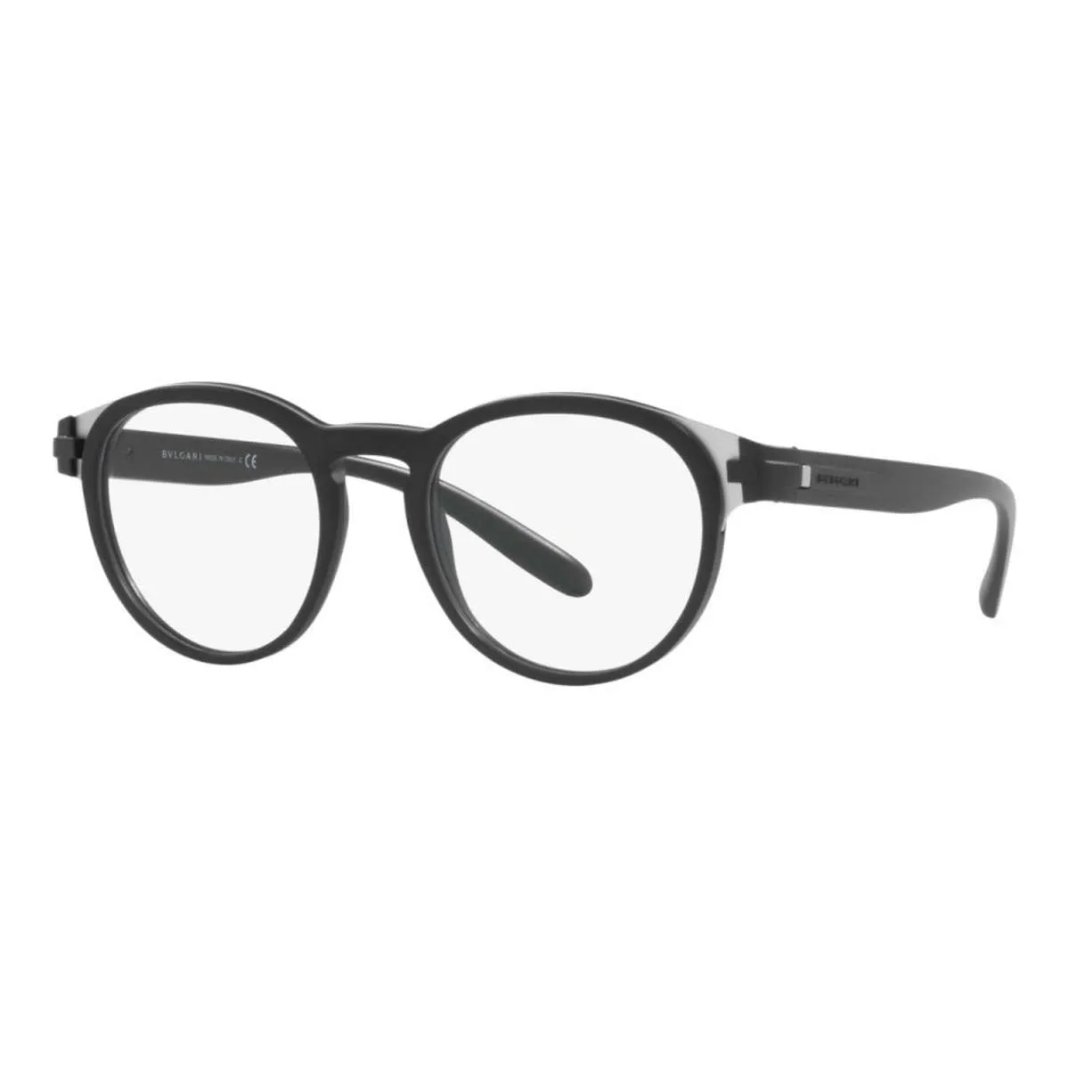 Bulgari Men's Opticals Matte Black and Matte Silver 50mm Opticals