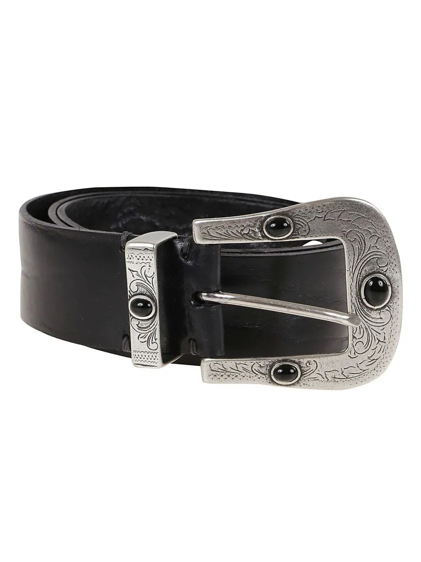 Calf Leather Belt With Iconic Silver Buckle Detail