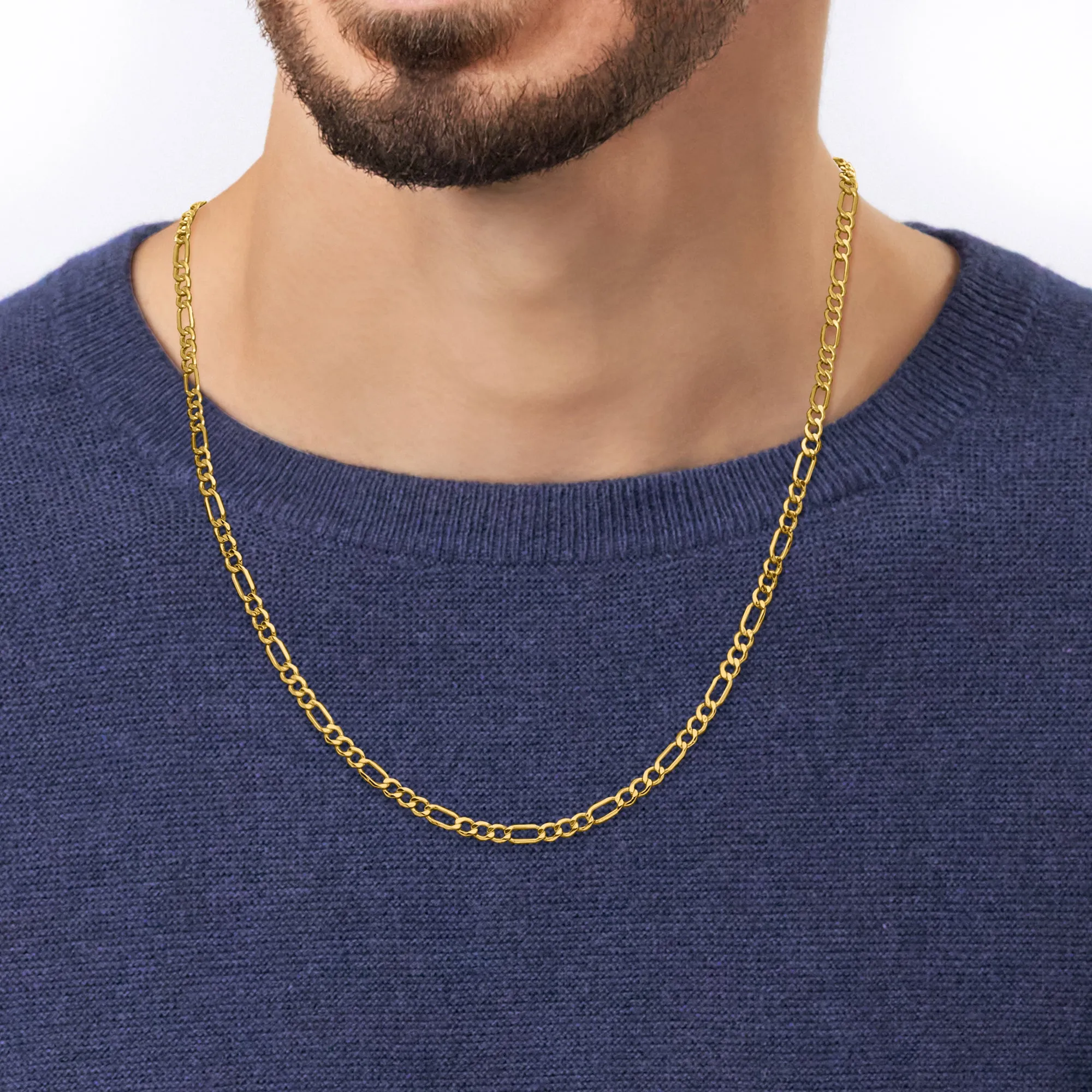 Canaria Men's 4.7mm 10kt Yellow Gold Figaro-Link Necklace