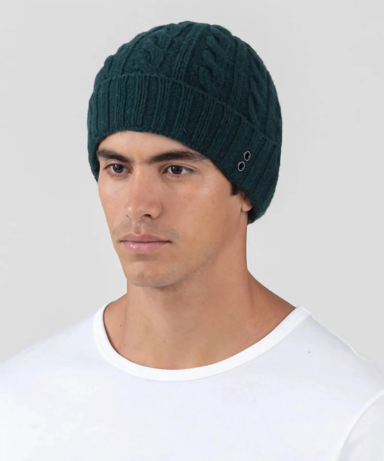 Cashmere Wool Telemark Beanie In Green Night