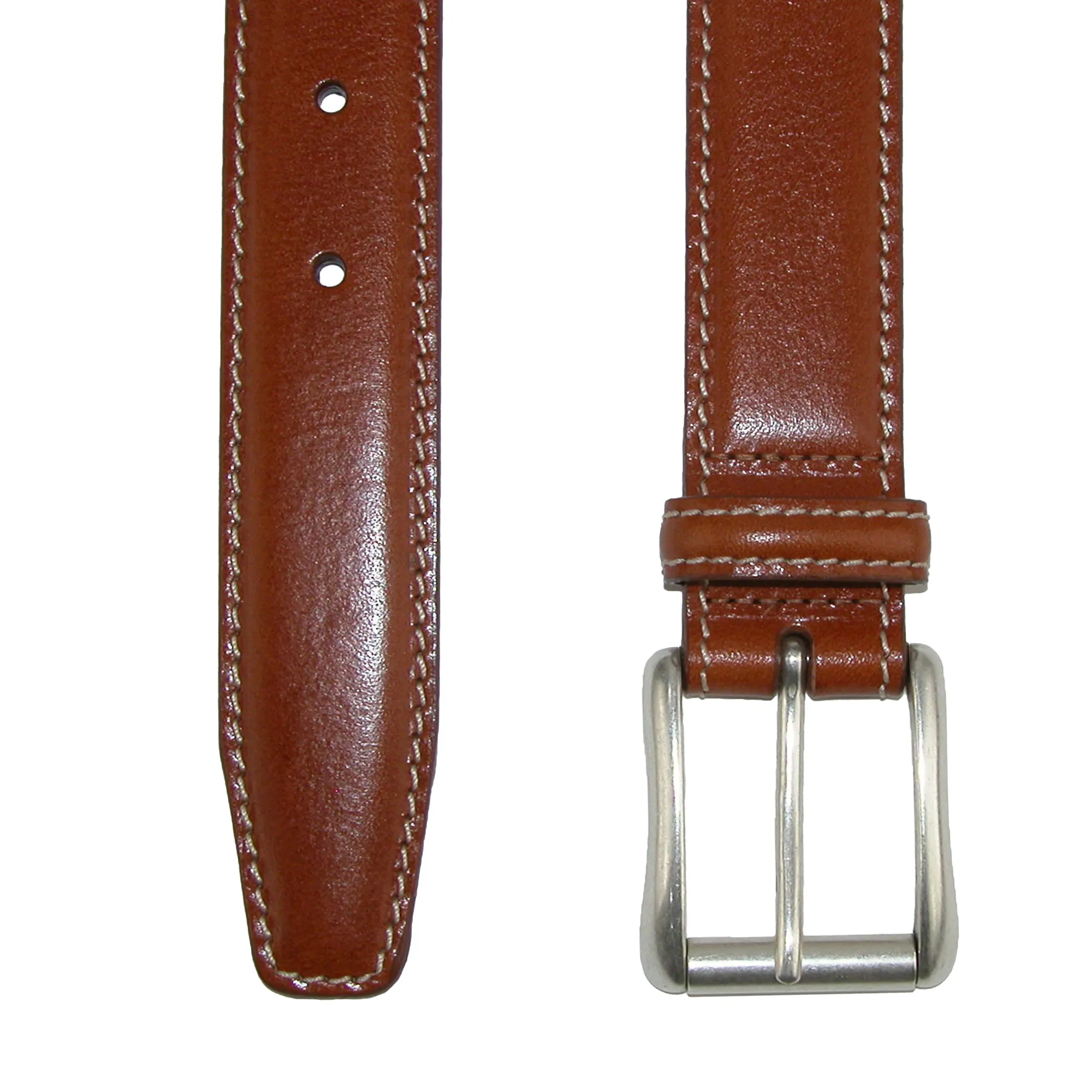 Ciga Calfskin Leather Casual Belt with Contrast Stitch