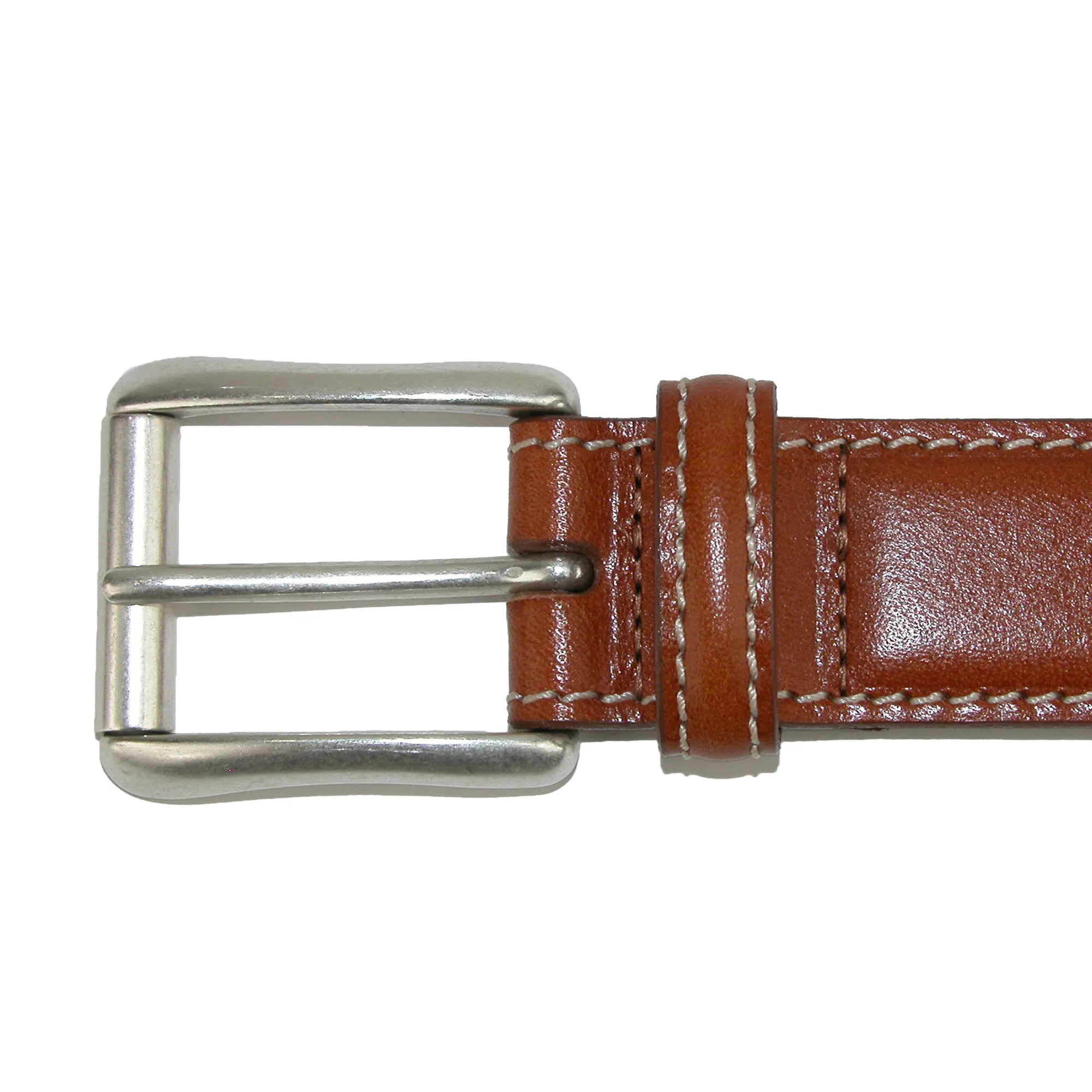 Ciga Calfskin Leather Casual Belt with Contrast Stitch