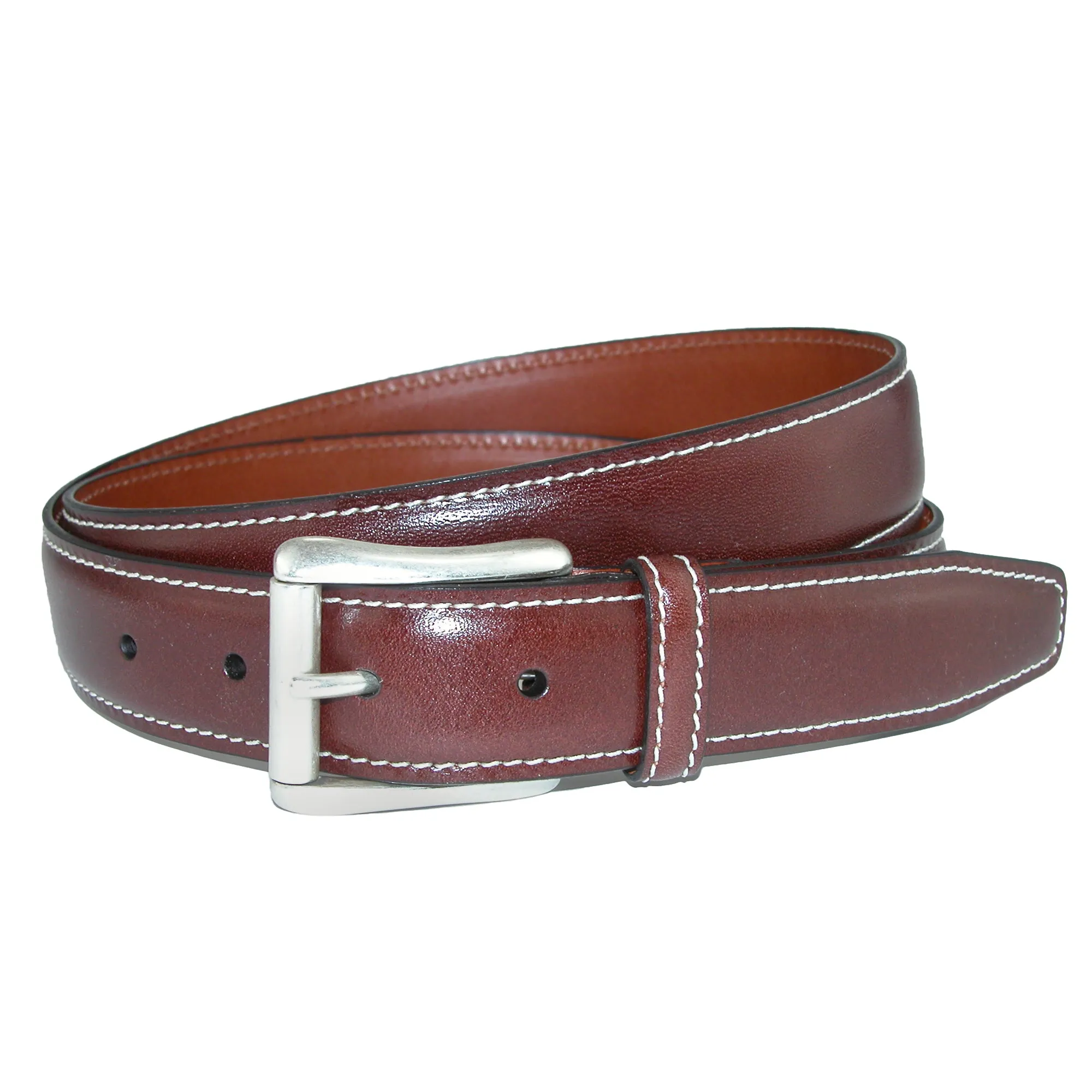 Ciga Calfskin Leather Casual Belt with Contrast Stitch