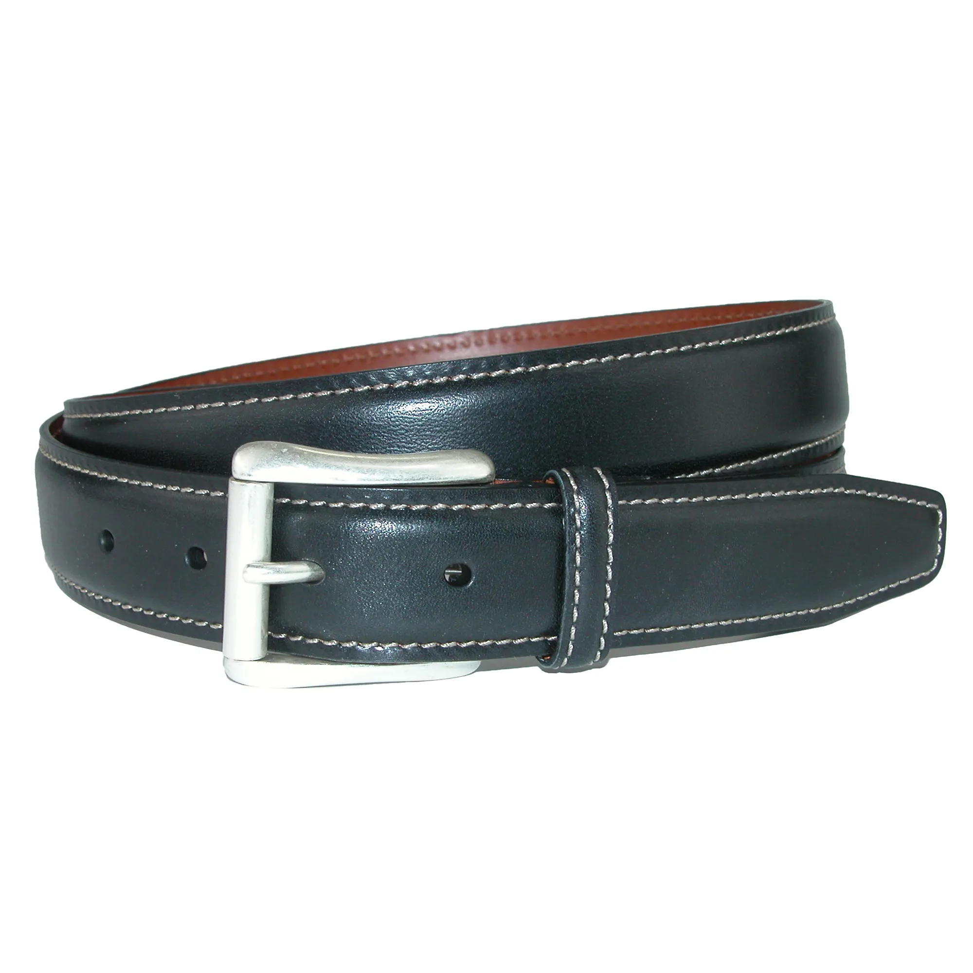 Ciga Calfskin Leather Casual Belt with Contrast Stitch