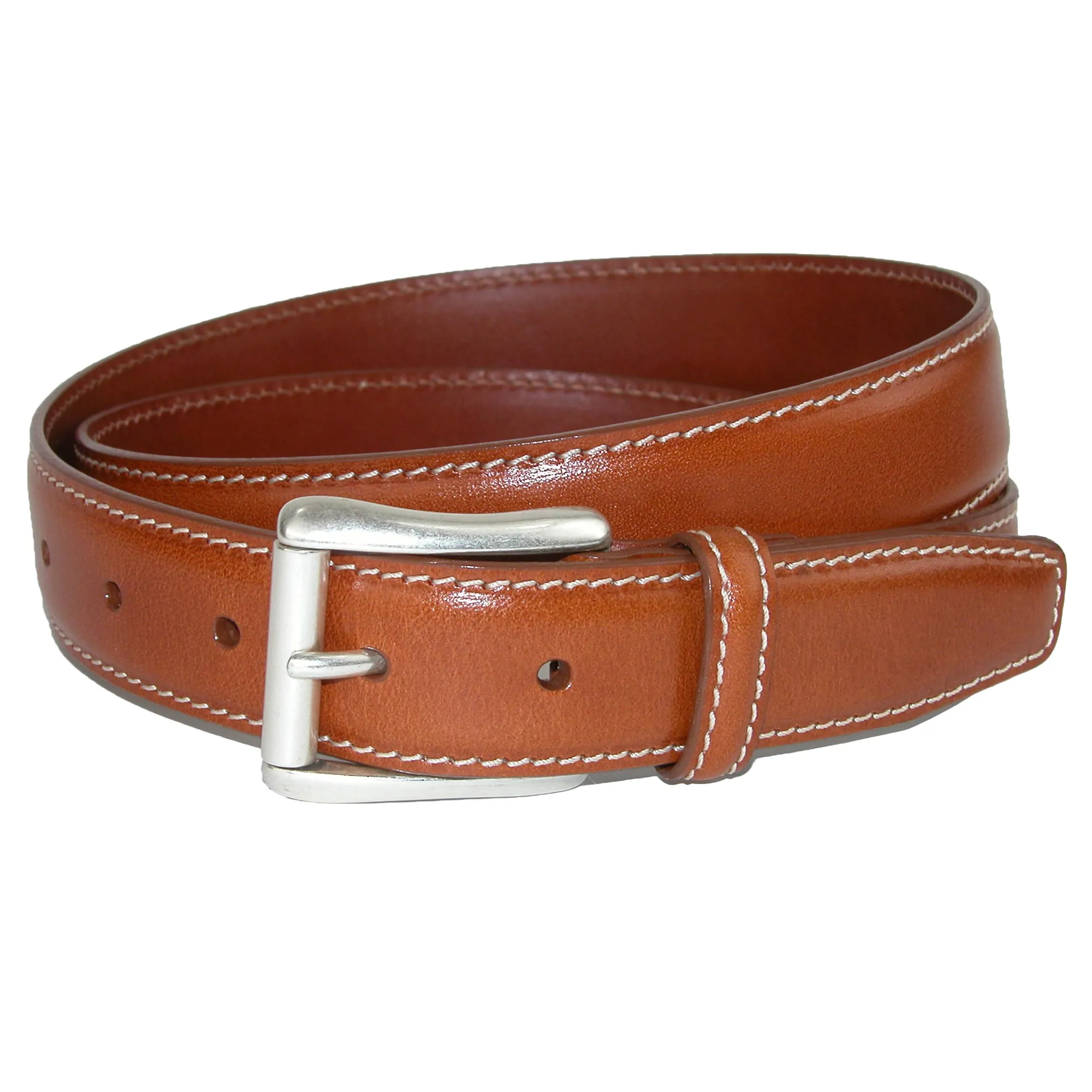 Ciga Calfskin Leather Casual Belt with Contrast Stitch