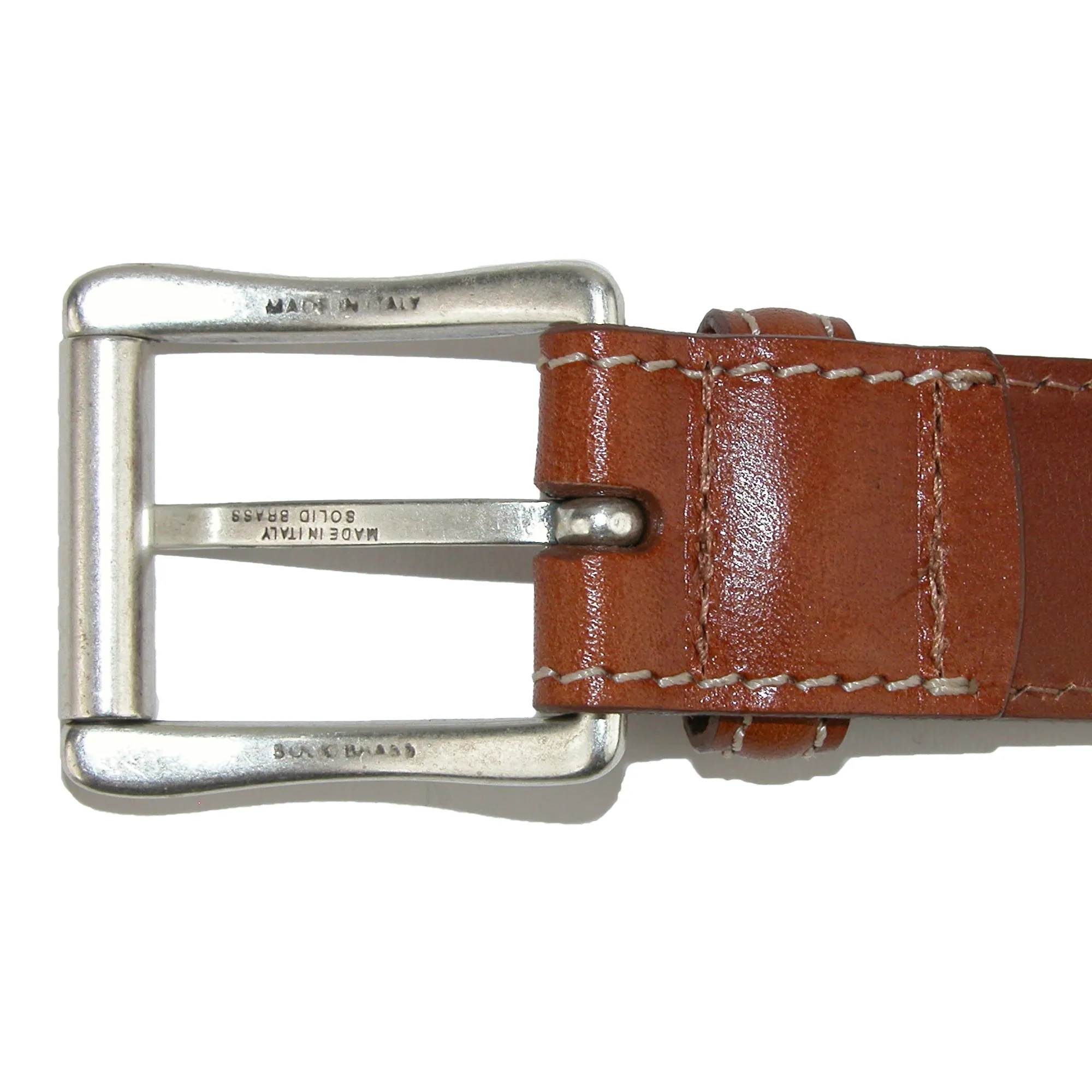 Ciga Calfskin Leather Casual Belt with Contrast Stitch