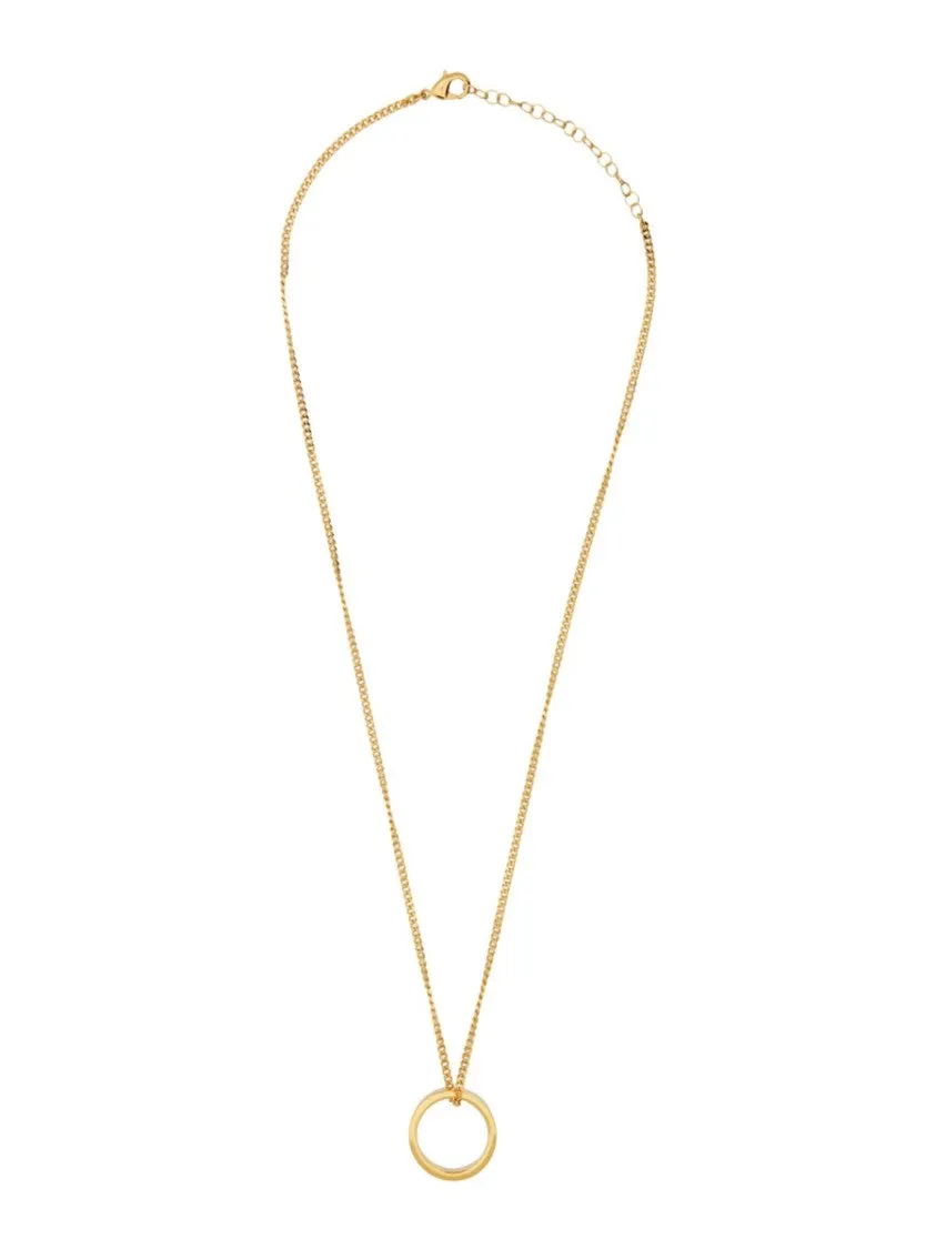 Circular Pendant Necklace With Polished Brass Finish