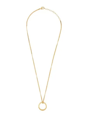 Circular Pendant Necklace With Polished Brass Finish