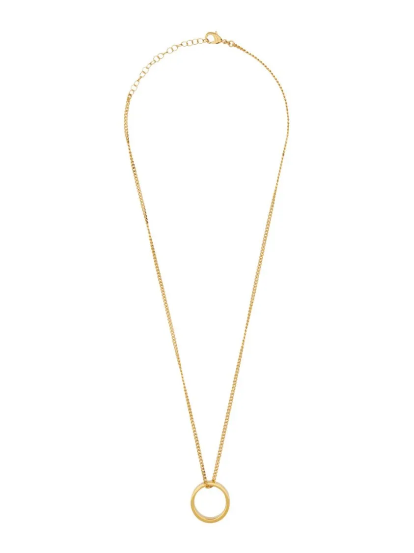 Circular Pendant Necklace With Polished Brass Finish