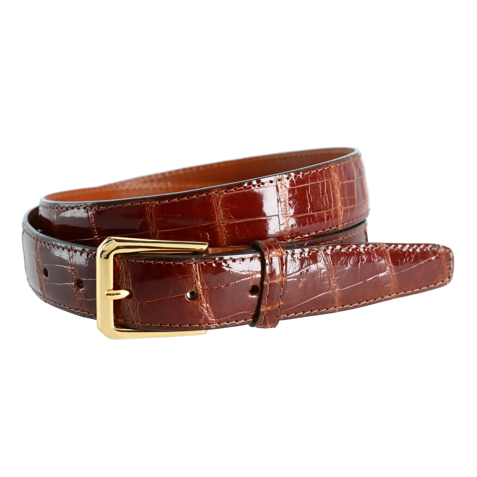 Classic 30MM Genuine Glazed Alligator Belt