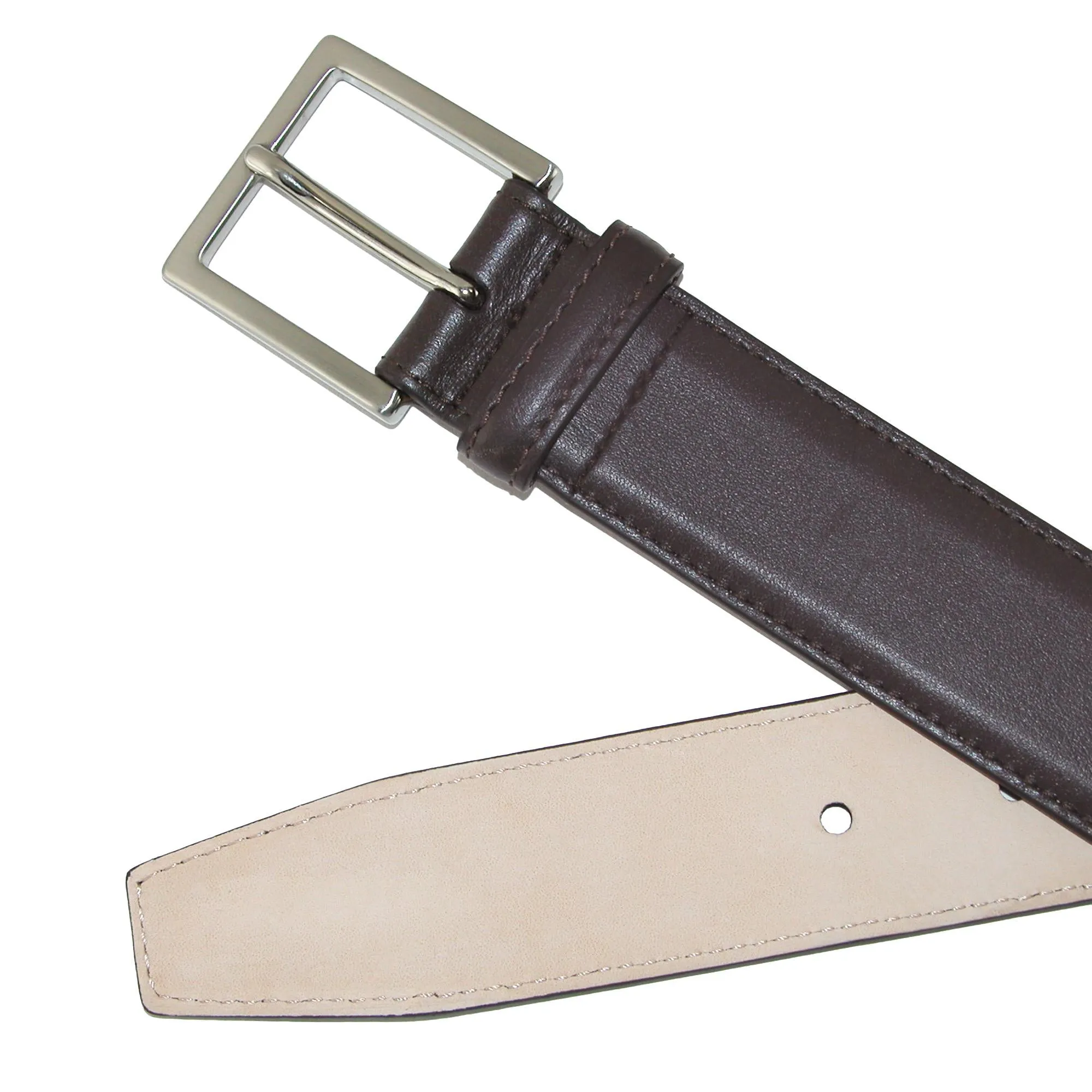 Como Calfskin Dress Belt with Solid Brass Buckle