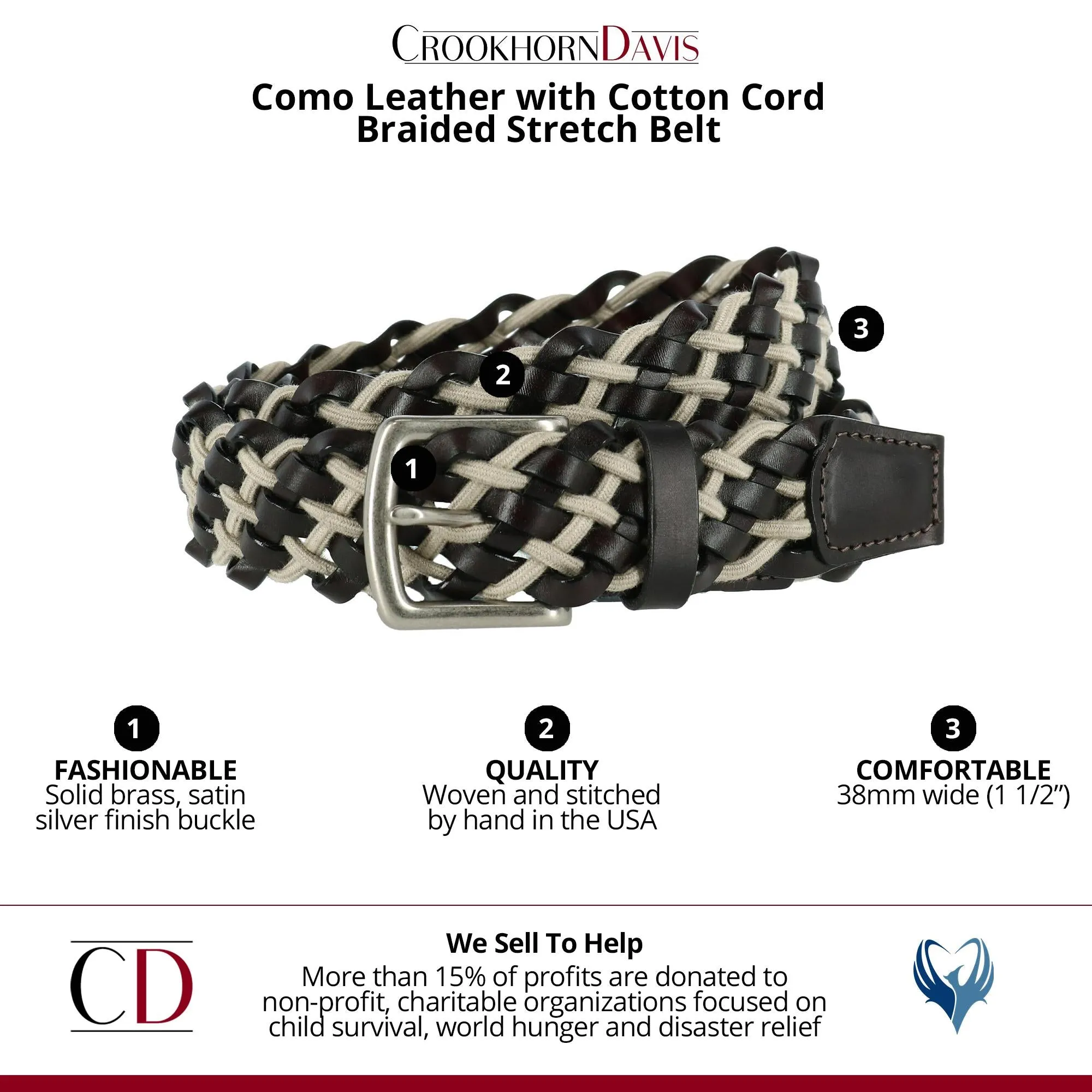 Como Leather and Cotton Cord Braided Belt