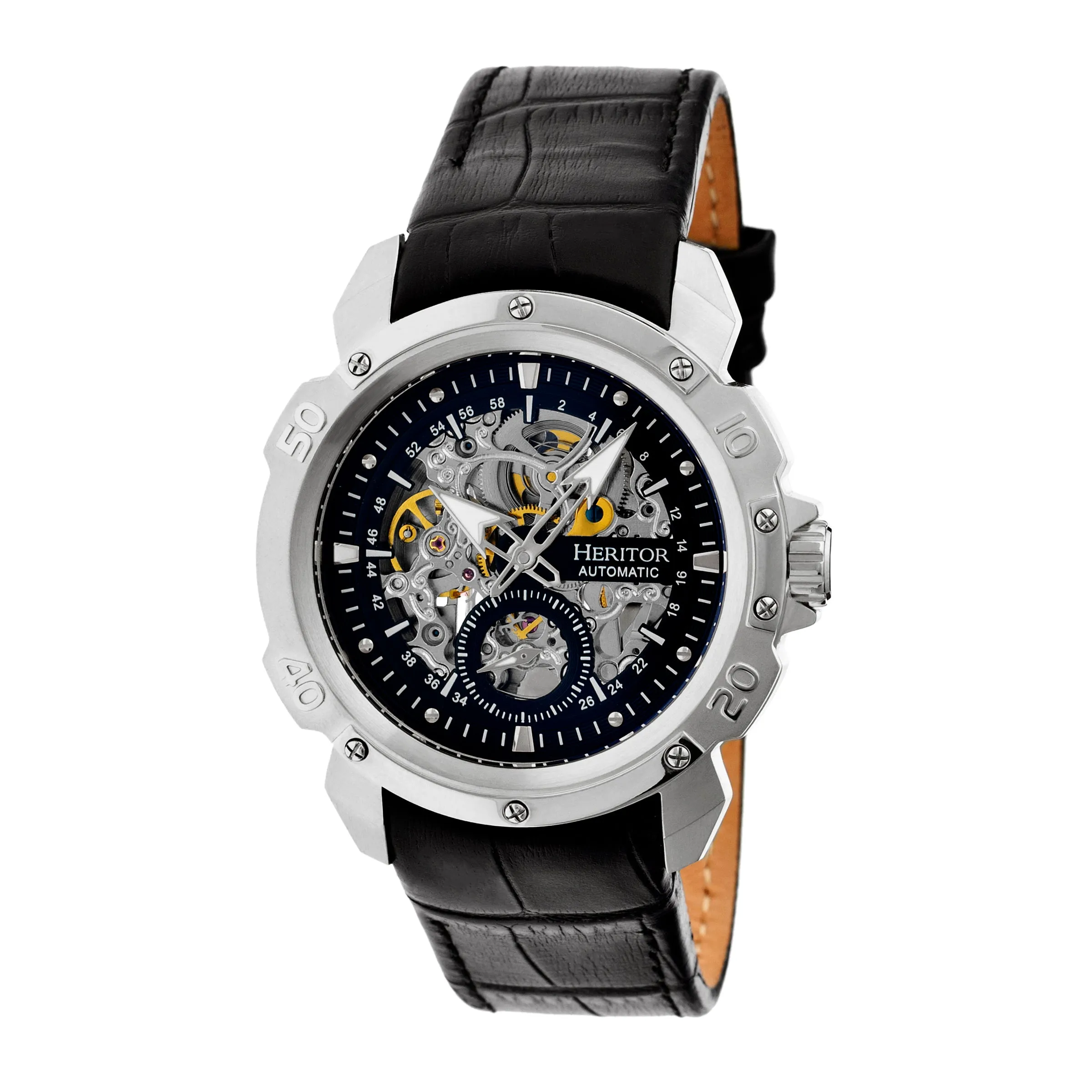Conrad Skeleton Leather-Band Watch