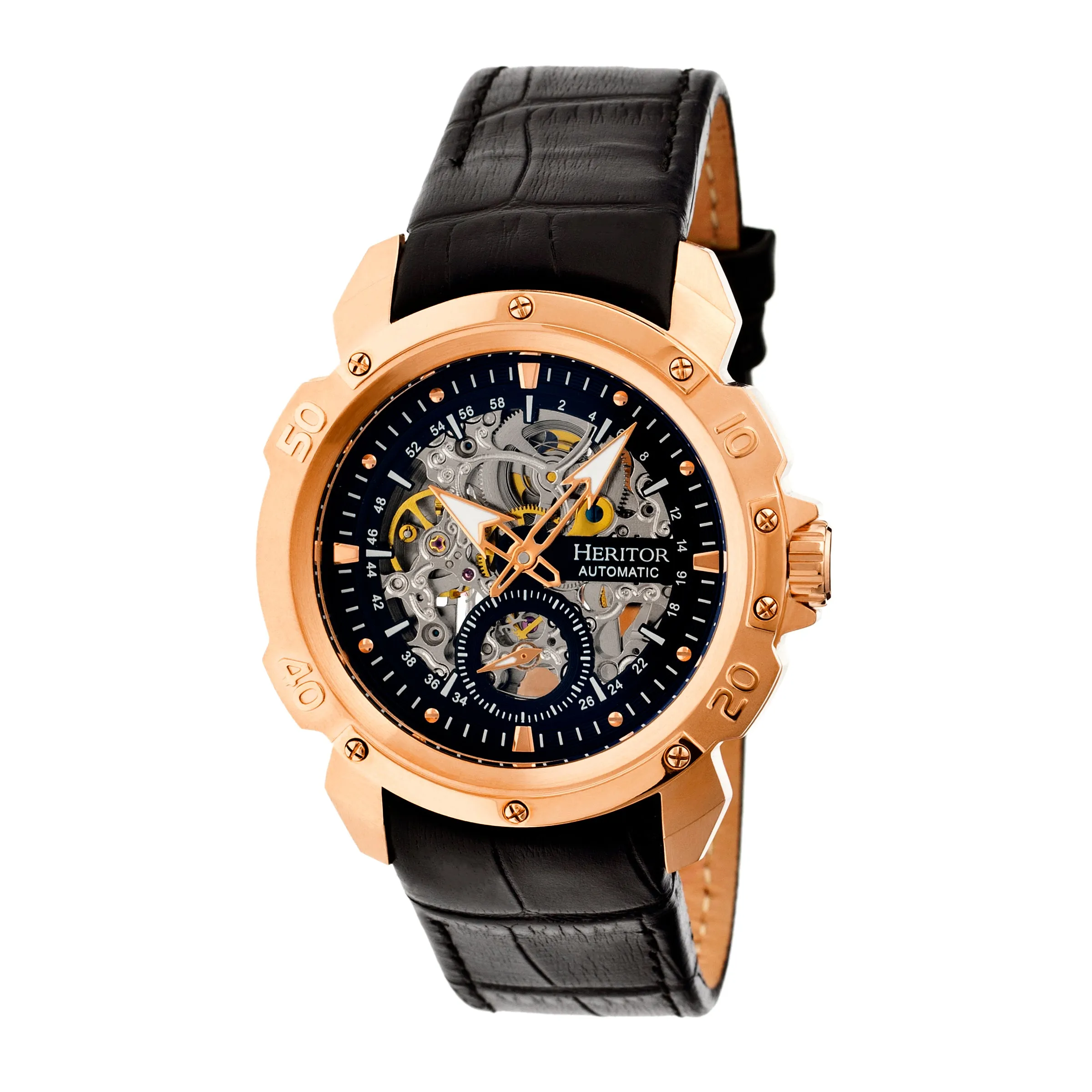 Conrad Skeleton Leather-Band Watch