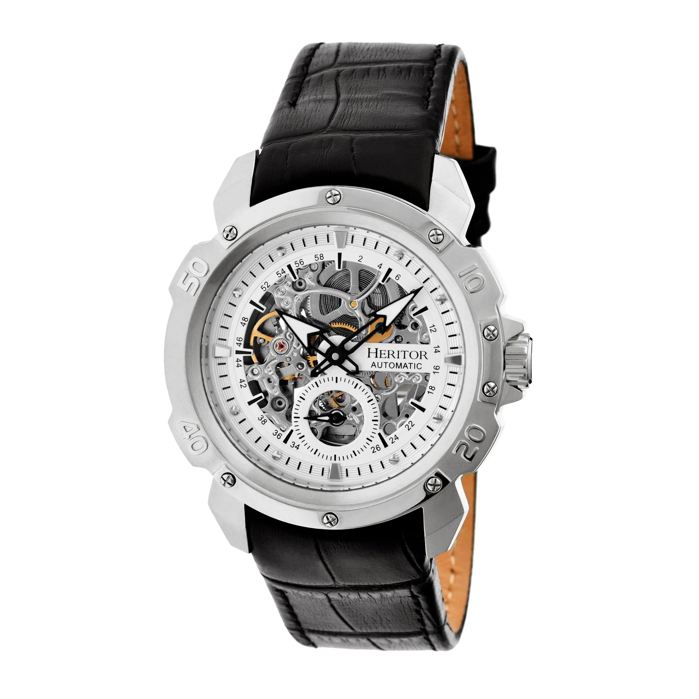 Conrad Skeleton Leather-Band Watch