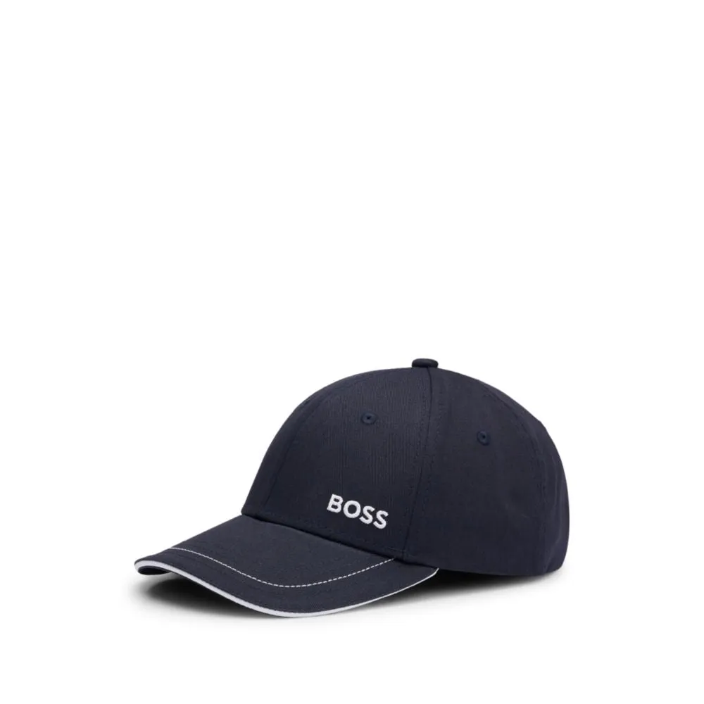 Cotton-twill cap with embroidered logo and metal buckle