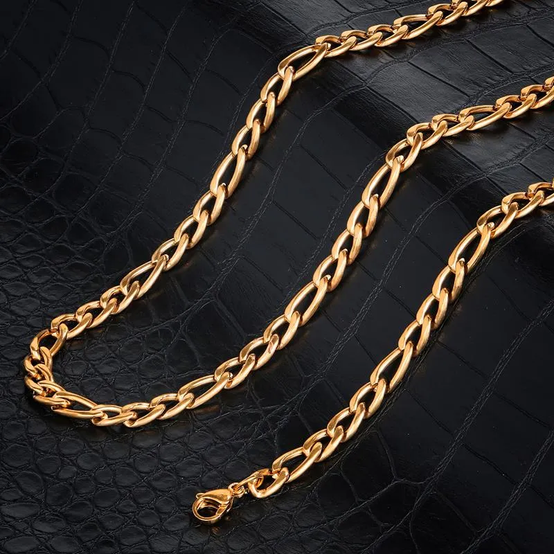 Crucible 8mm Stainless Steel Figaro Chain Bracelet and Necklace Set