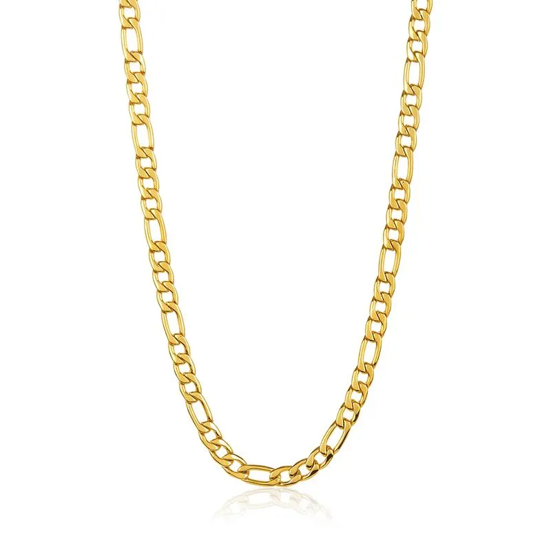 Crucible 8mm Stainless Steel Figaro Chain Bracelet and Necklace Set