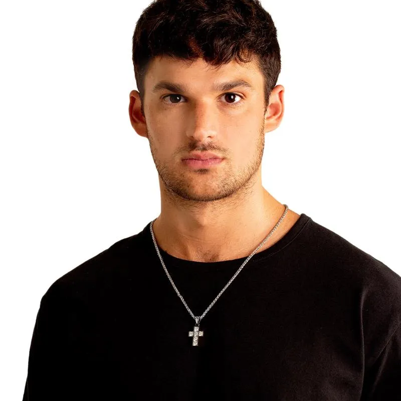 Crucible Cubic Zirconia Stainless Steel Cross Pendant