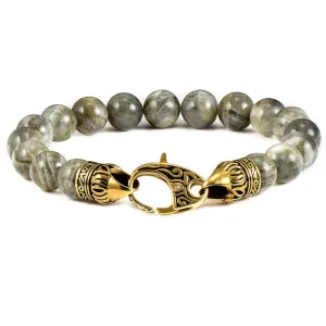 Crucible Los Angeles 10mm Labradorite Bead Bracelet with Stainless Steel Antiqued Lobster Clasp