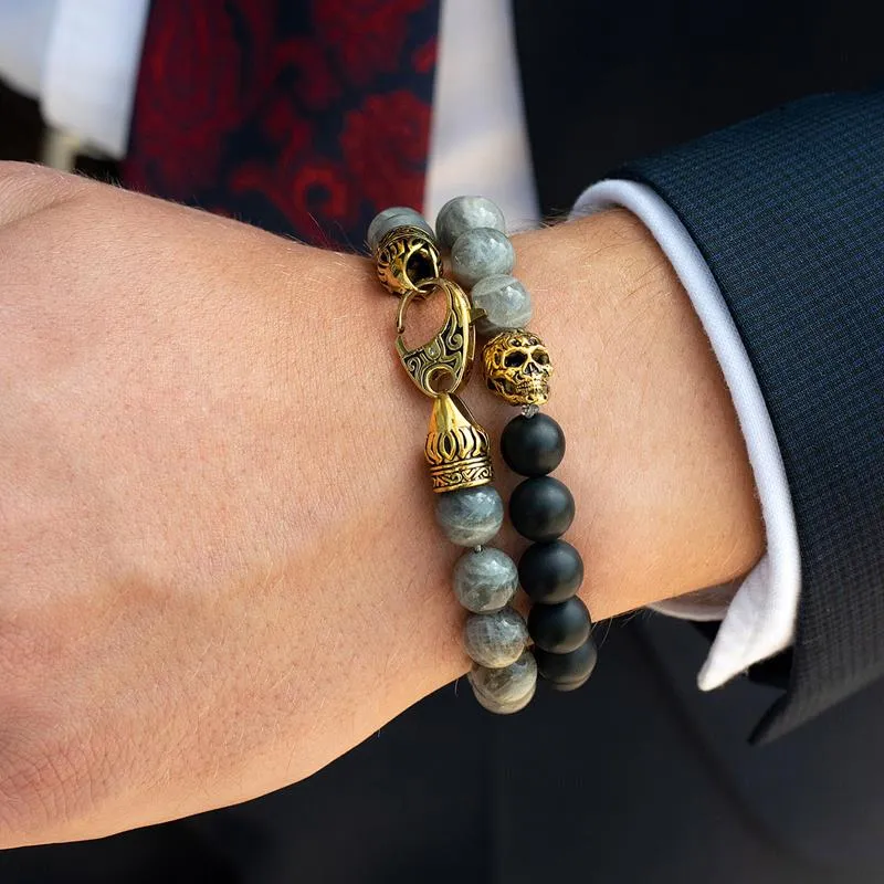 Crucible Los Angeles 10mm Labradorite Bead Bracelet with Stainless Steel Antiqued Lobster Clasp