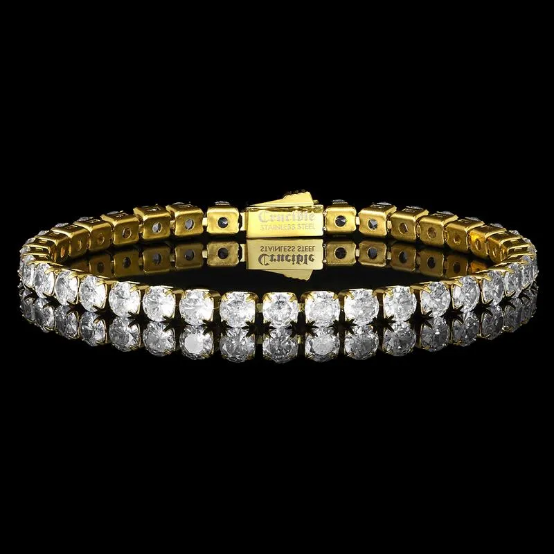 Crucible Los Angeles 18k Gold Plated 5mm Simulated Diamond Tennis Bracelet - 8.5"