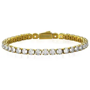 Crucible Los Angeles 18k Gold Plated 5mm Simulated Diamond Tennis Bracelet - 8.5"