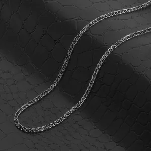 Crucible Los Angeles Black Plated Polished Stainless Steel 3mm Spiga Wheat Chain - 18" to 24"