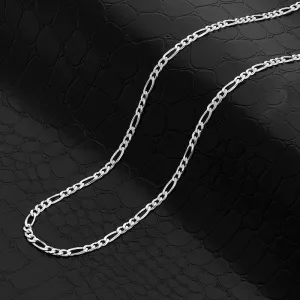 Crucible Los Angeles Polished Stainless Steel 3mm Figaro Chain - 18" to 24"