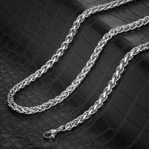 Crucible Los Angeles Polished Stainless Steel 6mm Spiga Wheat Chain - 18" to 24" - 3 Colors